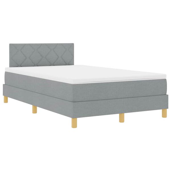 vidaXL Cama Box Spring LED con colch&oacute;n Gris Claro 120 x 190 cm tela