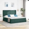 vidaXL Cama con tira de luces LED Verde oscuro 180 x 200 cm Terciopelo