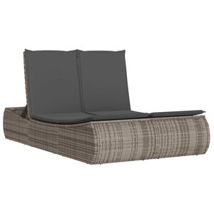 vidaXL Tumbona doble con cojines rat&aacute;n sint&eacute;tico gris