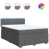 vidaXL Cama box spring con colch&oacute;n tela gris oscuro 160x200 cm