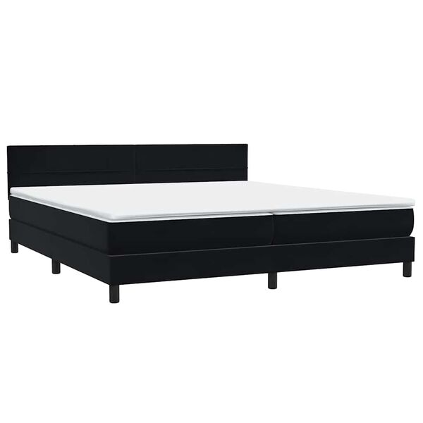 vidaXL Cama box spring con colch&oacute;n terciopelo negro 180x210 cm