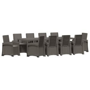 vidaXL Conjunto de Comedor de Jard&iacute;n 11 uds. Gris Claro PP