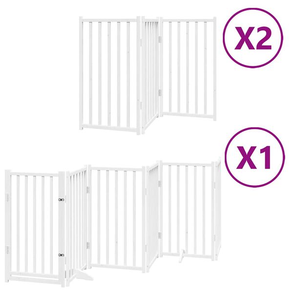 vidaXL Puerta de perros plegable 12 paneles madera &aacute;lamo blanca 600 cm