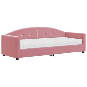 vidaXL Sof&aacute; cama con colch&oacute;n terciopelo rosa 80x200 cm