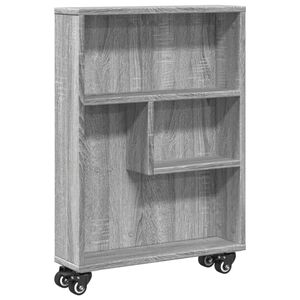 vidaXL Carrito de almacenaje estrecho madera gris Sonoma 48x13x68 cm