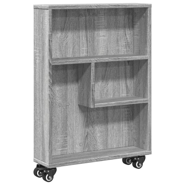 vidaXL Carrito de almacenaje estrecho madera gris Sonoma 48x13x68 cm