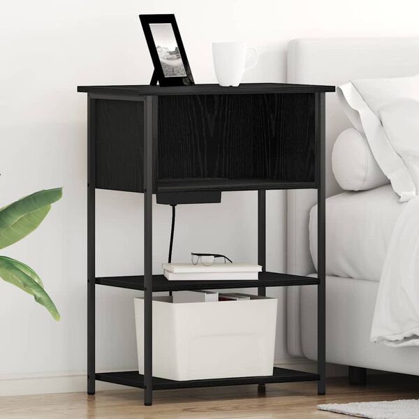 vidaXL Armario de Noche Roble Negro 55 x 31 x 76 cm