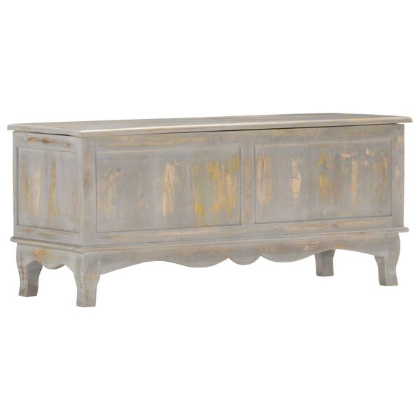 vidaXL Caja de almacenaje de madera maciza de mango gris 100x38x45 cm