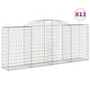 vidaXL Cestas gaviones 13 uds forma de arco hierro 300x50x120/140 cm