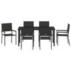 vidaXL Conjunto de Comedor de Jard&iacute;n 7 pcs Negro rat&aacute;n sint&eacute;tico