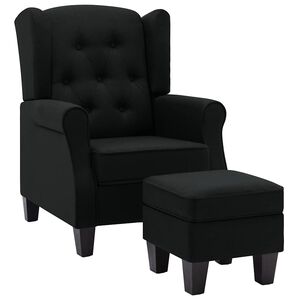 vidaXL Sill&oacute;n con reposapi&eacute;s de tela negro