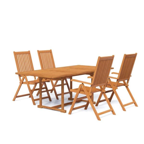 vidaXL Juego de comedor de jard&iacute;n 5 piezas madera maciza de acacia 150-200 cm