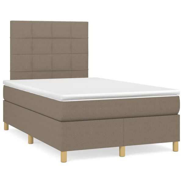 vidaXL Cama box spring con colch&oacute;n tela gris taupe 120x200 cm