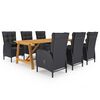 vidaXL Juego de comedor de jard&iacute;n 7 piezas negro