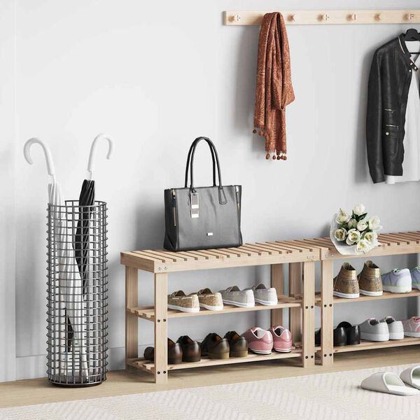 vidaXL Banco zapatero 2 en 1 madera maciza de abeto