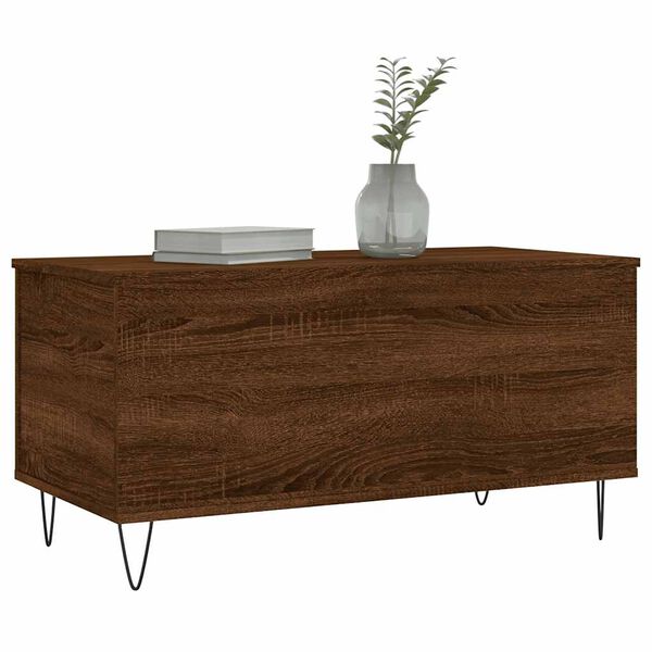 vidaXL Mesa de centro madera contrachapada roble marr&oacute;n 90x44,5x45 cm