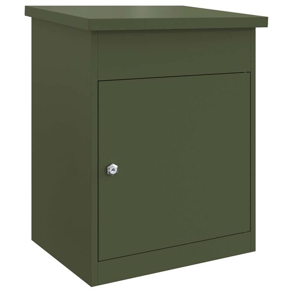 vidaXL Caja de entrega de paquetes Verde oliva 47.5 x 38 x 59 cm Acero