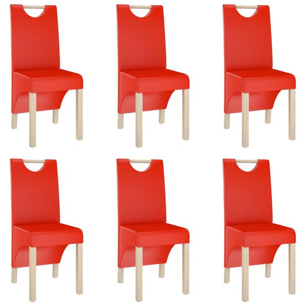 vidaXL Sillas de comedor 6 unidades cuero sint&eacute;tico rojo