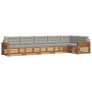 vidaXL Conjunto de sof&aacute;s de exterior 6 uds. Gris Natural y Claro