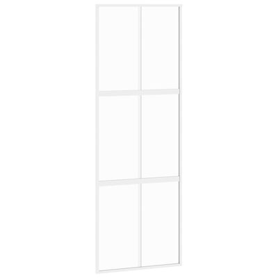 vidaXL Puerta corredera vidrio templado y aluminio blanca 76x205 cm