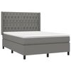 vidaXL Cama box spring colch&oacute;n y luces LED tela gris oscuro 140x200 cm