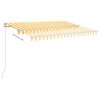 vidaXL Toldo autom&aacute;tico LED sensor de viento amarillo y blanco 3x2,5 m