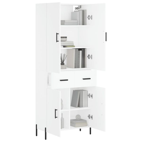vidaXL Aparador alto madera contrachapada blanco 69,5x34x180 cm