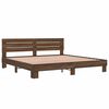 vidaXL Estructura cama madera ingenier&iacute;a metal marr&oacute;n roble 200x200 cm
