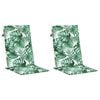 vidaXL Cojines de silla de respaldo alto 2 uds tela estampado de hojas