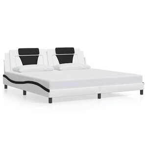vidaXL Estructura de cama Viana sin colch&oacute;n cuero sint&eacute;tico blanco negro 200x200 cm