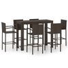 vidaXL Muebles de bar de jard&iacute;n 7 pzas rat&aacute;n PE reposabrazos marr&oacute;n