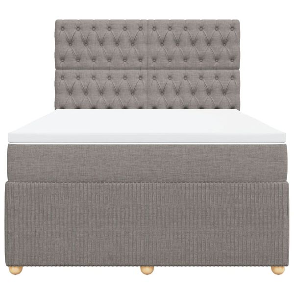 vidaXL Cama box spring con colch&oacute;n tela gris taupe 140x190 cm