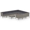 vidaXL Set de muebles de jard&iacute;n 11 pzas y cojines rat&aacute;n sint&eacute;tico gris