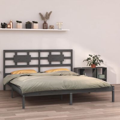 vidaXL Estructura de cama de matrimonio madera maciza gris 180x200 cm
