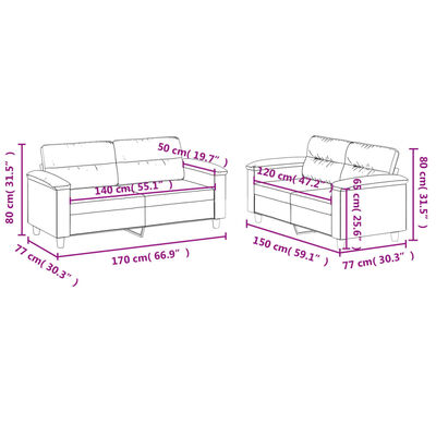 vidaXL Juego de sofás con cojines 2 piezas tela microfibra beige