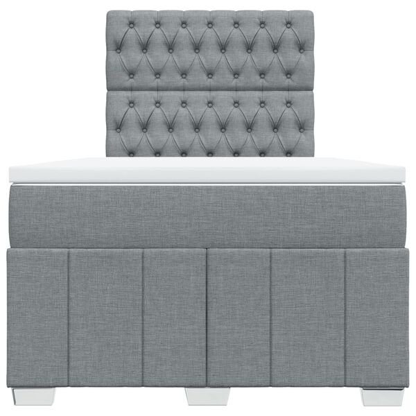 vidaXL Cama box spring con colch&oacute;n tela gris claro 120x190 cm