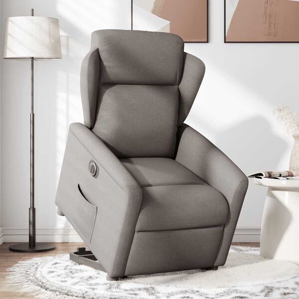 vidaXL Sill&oacute;n el&eacute;ctrico reclinable elevable de tela gris taupe