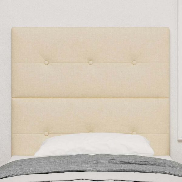 vidaXL Cabecero LED con tira de luces LED Manual Crema 90 cm Poli&eacute;ster