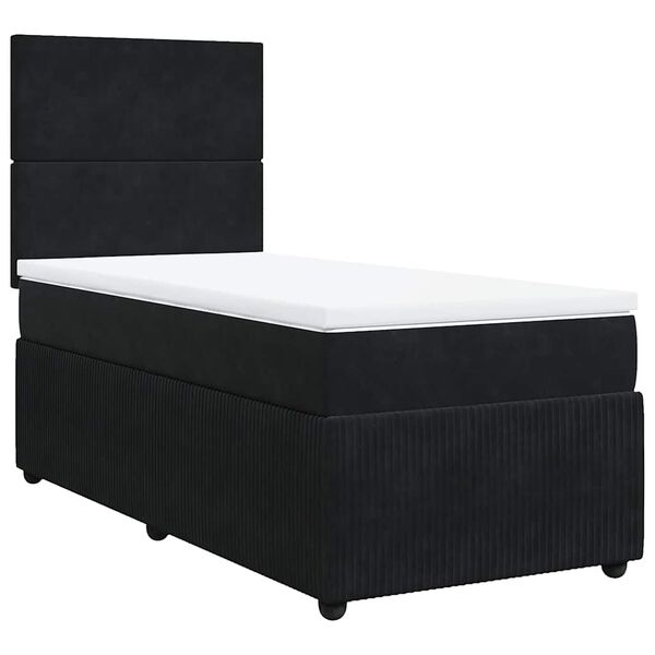 vidaXL Cama box spring con colch&oacute;n terciopelo negro 90x200 cm