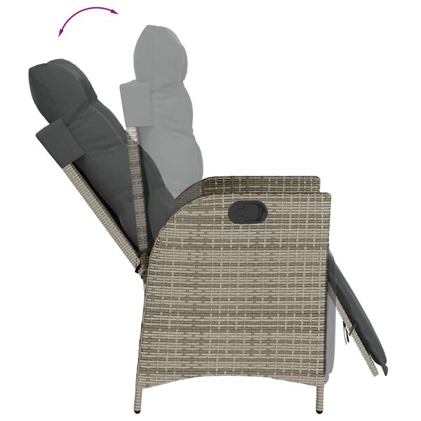 vidaXL Set comedor de jard&iacute;n 5 piezas con cojines rat&aacute;n sint&eacute;tico gris