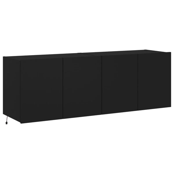 vidaXL Muebles de TV de pared con luces LED 2 uds negro 60x35x41 cm