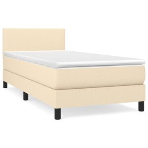 vidaXL Cama box spring con colch&oacute;n tela color crema 90x190 cm