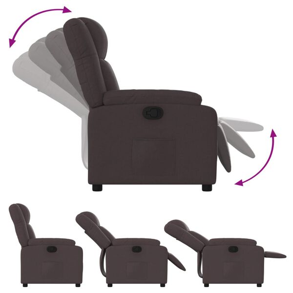 vidaXL Sill&oacute;n reclinable de tela marr&oacute;n oscuro