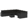 vidaXL Set de sof&aacute;s de jard&iacute;n 11 pzas y cojines rat&aacute;n sint&eacute;tico negro