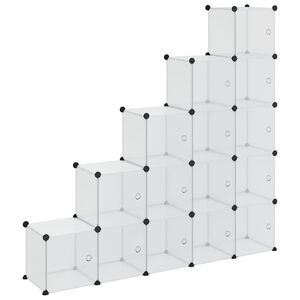 vidaXL Organizador de cubos de almacenamiento con 15 cubos y puertas, PP transparente