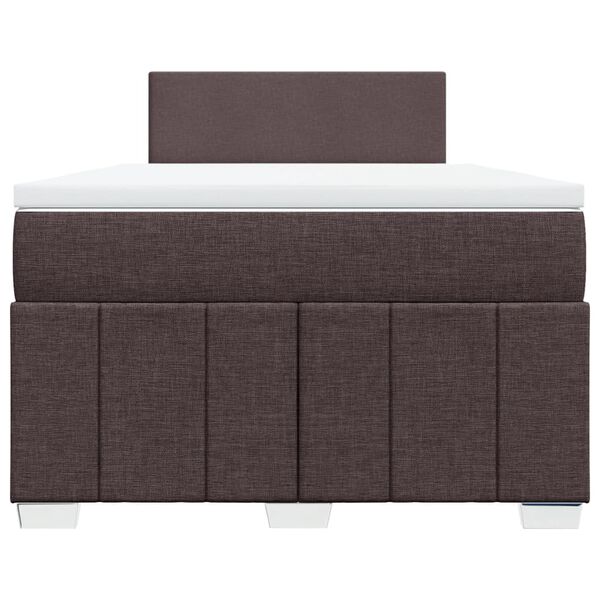 vidaXL Cama box spring con colch&oacute;n tela marr&oacute;n oscuro 120x200 cm