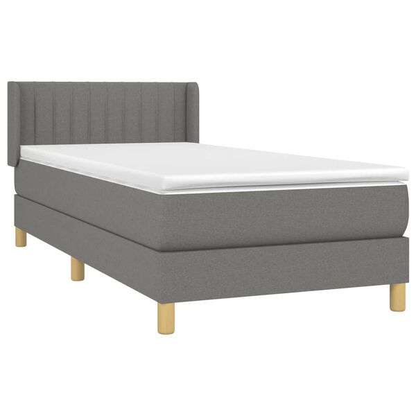 vidaXL Cama box spring con colch&oacute;n tela gris oscuro 90x200 cm