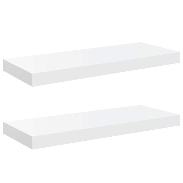vidaXL Estante flotante de pared 2 uds MDF blanco brillo 60x23,5x3,8cm
