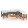 vidaXL Juego muebles de jard&iacute;n y cojines 9 pzas madera maciza acacia