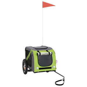 vidaXL Remolque de bicicleta mascotas hierro tela Oxford verde gris